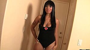 ebony babe takes on vanilla baller in rough interracial fuck