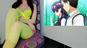 Her friend with huge tits can't resist the temptation in this hentai