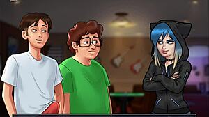 In Summertime Saga 159, she gets fucked by monster cock, her small tits bouncing.