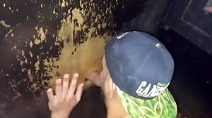 Brazilian amateurs fuck anal in glory hole, cumming without condoms