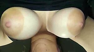 milf's huge udders swing while sucking cock