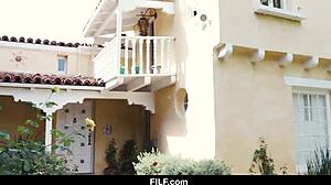 Stepsister August Ames aggressively blows stepbrother's cock