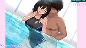 swimming instructor worried about her breast size in anime hentai