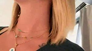 french blonde amateur is laid at home, gets assfucked and cumshot on big tits