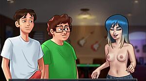 In Summertime Saga 159, she gets fucked by monster cock, her small tits bouncing.