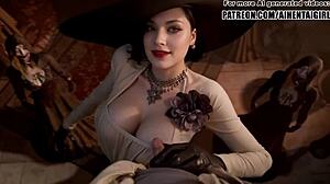 バイオハザードのレディ・ディミトレスクコスプレが無修正ハンティでオナニー