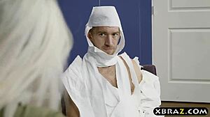 Halloween at work turns into sex with the big tits boss