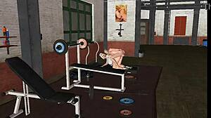 Fitness trainer fucks girl right on the treadmill