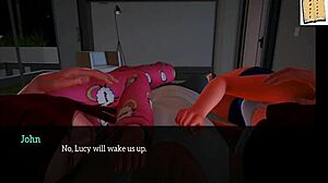 in my new family episode 89, the redhead amateur explores her big tits in this cartoon game.