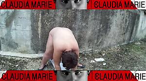 trying impossible positions to lick fat pussy on street, loving the juices