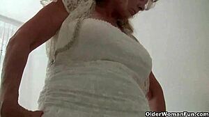 Wow! British Granny Rocks Her Pantyhosed Old Pussy With Wild Moves!