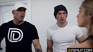 Old dude teaches young guy to fuck his horny girlfriend