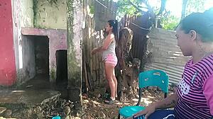 i take a bath and my neighbor can't resist staring at my naked body and grabbing my ass 😏