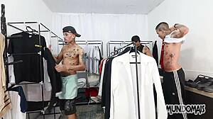 Big Cock Threesome Bareback Fucking Inside The Closet With Monster Cocks