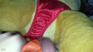 cum shot with simba in satin panties, male domination