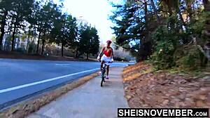 msnovember's back broke arching juicy ebony butt rough prone boned after riding bike upskirt
