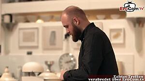 German busty mature business milf joins hardcore MMF threesome with tattooed secretary