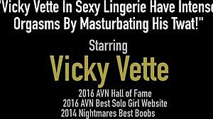 Vicky Vette in Sexy Lingerie Has Intense Orgasms by Masturbating Her Twat