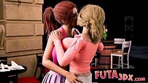 in futa3dx, big-dicked futa fucks blonde with big tits on the terrace