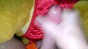 cum shot with simba in satin panties, male domination