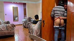 Sneaky blowjob with neighbor's boyfriend for hot ass