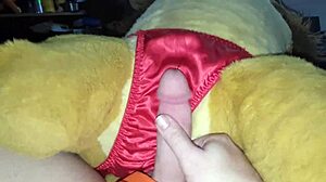 cum shot with simba in satin panties, male domination