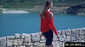 Blonde Babe Fingers to Squirting Climax in Public Sun