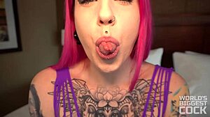 pink hair tattooed step sister hard rough fuck huge monster cock extreme facial multiple cumshots vs world biggest cock 😈