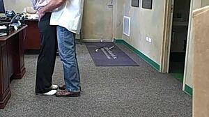 Tall Girlfriend Visits Friend At Work During Daytime