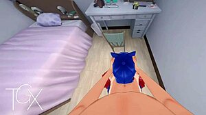 Anime hentai game with mita cappie in various sex positions and blowjob