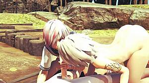 Jin the Sexy Femboy Sucks Big Dick and Takes Anal Creampie in Wild Action