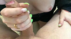 She danced a striptease then sat on a chair for a quick sweet deep blowjob cum in her mouth