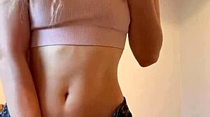 Horny petite shaved pussy fingering and masturbation