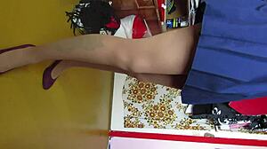 Leg show custom video featuring skirt, shoes, stockings, and foot fetish 😍