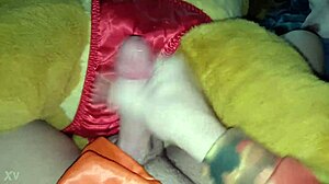 cum shot with simba in satin panties, male domination