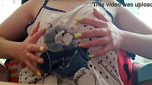 Oops, shy stepsister flashes big tits on cam!