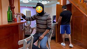 Sneaky blowjob with neighbor's boyfriend for hot ass