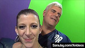 Milf queen Sara Jay oils her big butt for a wild pounding session.