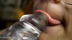 Redhead latina gives tip blowjob with tongue mouth lips until explosion