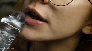 Redhead latina gives tip blowjob with tongue mouth lips until explosion