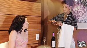 madame requests room service and gets a wild tongue in her ass