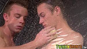 hunky gordon grant takin’ a steamy shower wit jay sheen