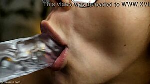 Redhead latina gives tip blowjob with tongue mouth lips until explosion