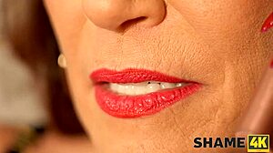 shame4k mature addict explores huge dildo at shop