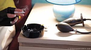 Angel rivas smoking with strap on