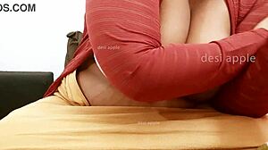 Asian woman shows big tits