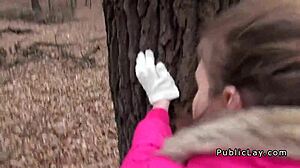 Natural euro amateur picks up and sucks monster cock before fucking nude in public.