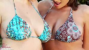 jelena jensen and sensual jane sucking nipples in pool pussy party