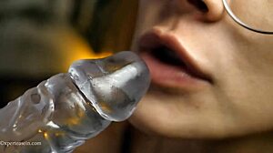 Redhead latina gives tip blowjob with tongue mouth lips until explosion