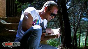 Spanish pornstar Damaris gets choked and deepthroats Leo Galvez outdoors, ending with cum in mouth